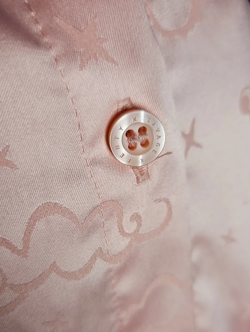 Savage X Fenty Heavenly Satin Sleep Shirt - Pink Floral Jacquard Pajama Top XL